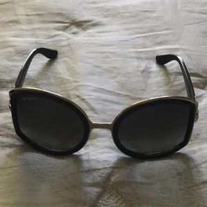 Salvatore Ferragamo Navy and Gold Sunglasses